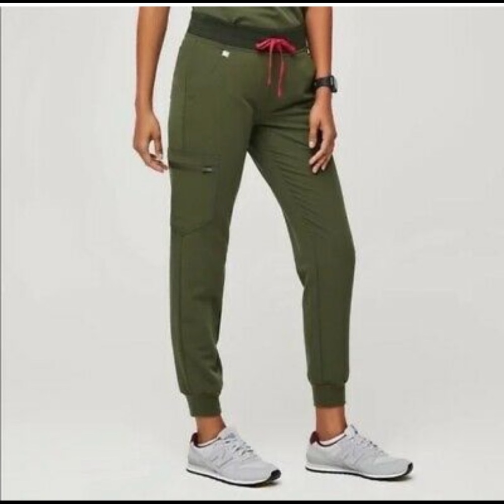 Figs Scrubs Dark Olive High-Waisted Joggers